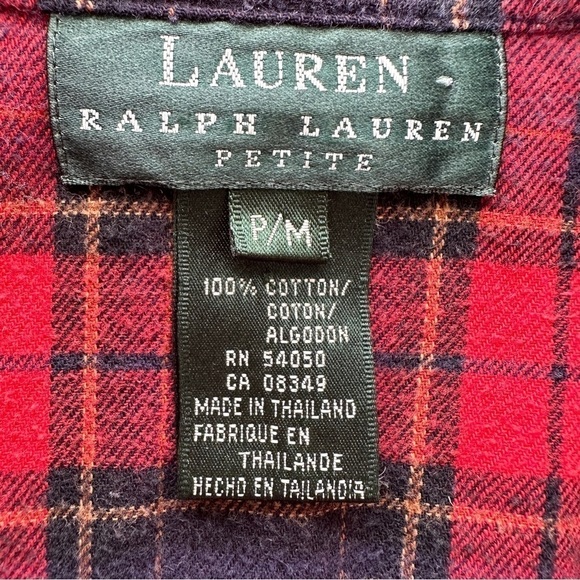Ralph Lauren button down  shirt with long sleeves in 💯 cotton flannel, plaid - Picture 10 of 11